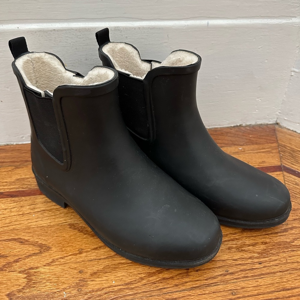 J Crew Sherpa-lined Rubber Chelsea Boots